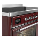 ILVE Majestic III 48-Inch Induction Range with 6 Induction Elements and Triple Glass Door Electric Oven in Burgundy with Chrome Trim (UMIB48NR3BUC)