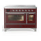 ILVE Majestic III 48-Inch Induction Range with 6 Induction Elements and Triple Glass Door Electric Oven in Burgundy with Chrome Trim (UMIB48NR3BUC)