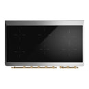 ILVE Majestic III 48-Inch Induction Range with 6 Induction Elements and Triple Glass Door Electric Oven in Burgundy with Brass Trim (UMIB48NR3BUG)