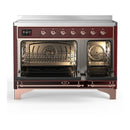 ILVE Majestic III 48-Inch Induction Range with 6 Induction Elements and Triple Glass Door Electric Oven in Burgundy with Copper Trim (UMIB48NR3BUP)