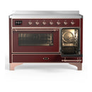 ILVE Majestic III 48-Inch Induction Range with 6 Induction Elements and Triple Glass Door Electric Oven in Burgundy with Copper Trim (UMIB48NR3BUP)