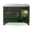 ILVE Majestic III 48-Inch Induction Range with 6 Induction Elements and Triple Glass Door Electric Oven in Emerald Green with Burnished Trim (UMIB48NR3EGB)
