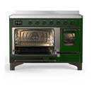 ILVE Majestic III 48-Inch Induction Range with 6 Induction Elements and Triple Glass Door Electric Oven in Emerald Green with Burnished Trim (UMIB48NR3EGB)