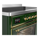 ILVE Majestic III 48-Inch Induction Range with 6 Induction Elements and Triple Glass Door Electric Oven in Emerald Green with Brass Trim (UMIB48NR3EGG)