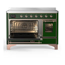ILVE Majestic III 48-Inch Induction Range with 6 Induction Elements and Triple Glass Door Electric Oven in Emerald Green with Copper Trim (UMIB48NR3EGP)