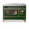 ILVE Majestic III 48-Inch Induction Range with 6 Induction Elements and Triple Glass Door Electric Oven in Emerald Green with Copper Trim (UMIB48NR3EGP)