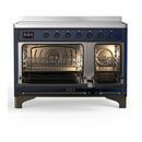 ILVE Majestic III 48-Inch Induction Range with 6 Induction Elements and Triple Glass Door Electric Oven in Mightnight Blue with Burnished Trim (UMIB48NR3MBB)