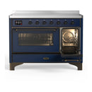 ILVE Majestic III 48-Inch Induction Range with 6 Induction Elements and Triple Glass Door Electric Oven in Mightnight Blue with Burnished Trim (UMIB48NR3MBB)