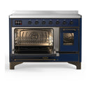 ILVE Majestic III 48-Inch Induction Range with 6 Induction Elements and Triple Glass Door Electric Oven in Mightnight Blue with Burnished Trim (UMIB48NR3MBB)