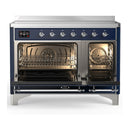 ILVE Majestic III 48-Inch Induction Range with 6 Induction Elements and Triple Glass Door Electric Oven in Mightnight Blue with Chrome Trim (UMIB48NR3MBC)