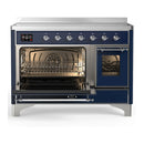 ILVE Majestic III 48-Inch Induction Range with 6 Induction Elements and Triple Glass Door Electric Oven in Mightnight Blue with Chrome Trim (UMIB48NR3MBC)