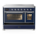 ILVE Majestic III 48-Inch Induction Range with 6 Induction Elements and Triple Glass Door Electric Oven in Mightnight Blue with Chrome Trim (UMIB48NR3MBC)