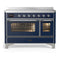 ILVE Majestic III 48-Inch Induction Range with 6 Induction Elements and Triple Glass Door Electric Oven in Mightnight Blue with Chrome Trim (UMIB48NR3MBC)