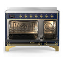 ILVE Majestic III 48-Inch Induction Range with 6 Induction Elements and Triple Glass Door Electric Oven in Mightnight Blue with Brass Trim (UMIB48NR3MBG)