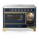 ILVE Majestic III 48-Inch Induction Range with 6 Induction Elements and Triple Glass Door Electric Oven in Mightnight Blue with Brass Trim (UMIB48NR3MBG)