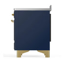 ILVE Majestic III 48-Inch Induction Range with 6 Induction Elements and Triple Glass Door Electric Oven in Mightnight Blue with Brass Trim (UMIB48NR3MBG)