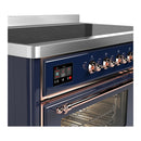 ILVE Majestic III 48-Inch Induction Range with 6 Induction Elements and Triple Glass Door Electric Oven in Mightnight Blue with Copper Trim (UMIB48NR3MBP)