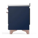ILVE Majestic III 48-Inch Induction Range with 6 Induction Elements and Triple Glass Door Electric Oven in Mightnight Blue with Copper Trim (UMIB48NR3MBP)