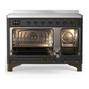 ILVE Majestic III 48-Inch Induction Range with 6 Induction Elements and Triple Glass Door Electric Oven in Matte Graphite with Burnished Trim (UMIB48NR3MGB)