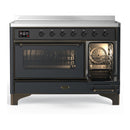 ILVE Majestic III 48-Inch Induction Range with 6 Induction Elements and Triple Glass Door Electric Oven in Matte Graphite with Burnished Trim (UMIB48NR3MGB)