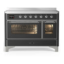 ILVE Majestic III 48-Inch Induction Range with 6 Induction Elements and Triple Glass Door Electric Oven in Matte Graphite with Chrome Trim (UMIB48NR3MGC)