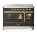 ILVE Majestic III 48-Inch Induction Range with 6 Induction Elements and Triple Glass Door Electric Oven in Matte Graphite with Brass Trim (UMIB48NR3MGG)