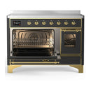 ILVE Majestic III 48-Inch Induction Range with 6 Induction Elements and Triple Glass Door Electric Oven in Matte Graphite with Brass Trim (UMIB48NR3MGG)