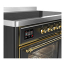 ILVE Majestic III 48-Inch Induction Range with 6 Induction Elements and Triple Glass Door Electric Oven in Matte Graphite with Brass Trim (UMIB48NR3MGG)