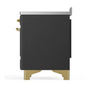 ILVE Majestic III 48-Inch Induction Range with 6 Induction Elements and Triple Glass Door Electric Oven in Matte Graphite with Brass Trim (UMIB48NR3MGG)