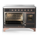 ILVE Majestic III 48-Inch Induction Range with 6 Induction Elements and Triple Glass Door Electric Oven in Matte Graphite with Copper Trim (UMIB48NR3MGP)