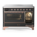 ILVE Majestic III 48-Inch Induction Range with 6 Induction Elements and Triple Glass Door Electric Oven in Matte Graphite with Copper Trim (UMIB48NR3MGP)
