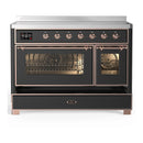 ILVE Majestic III 48-Inch Induction Range with 6 Induction Elements and Triple Glass Door Electric Oven in Matte Graphite with Copper Trim (UMIB48NR3MGP)