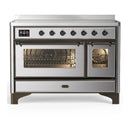 ILVE Majestic III 48-Inch Induction Range with 6 Induction Elements and Triple Glass Door Electric Oven in Stainless Steel with Burnished Trim (UMIB48NR3SSB)
