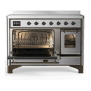 ILVE Majestic III 48-Inch Induction Range with 6 Induction Elements and Triple Glass Door Electric Oven in Stainless Steel with Burnished Trim (UMIB48NR3SSB)