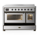 ILVE Majestic III 48-Inch Induction Range with 6 Induction Elements and Triple Glass Door Electric Oven in Stainless Steel with Burnished Trim (UMIB48NR3SSB)