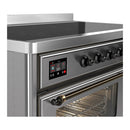 ILVE Majestic III 48-Inch Induction Range with 6 Induction Elements and Triple Glass Door Electric Oven in Stainless Steel with Burnished Trim (UMIB48NR3SSB)