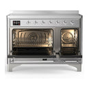 ILVE Majestic III 48-Inch Induction Range with 6 Induction Elements and Triple Glass Door Electric Oven in Stainless Steel with Chrome Trim (UMIB48NR3SSC)