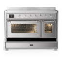 ILVE Majestic III 48-Inch Induction Range with 6 Induction Elements and Triple Glass Door Electric Oven in Stainless Steel with Chrome Trim (UMIB48NR3SSC)