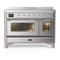ILVE Majestic III 48-Inch Induction Range with 6 Induction Elements and Triple Glass Door Electric Oven in Stainless Steel with Chrome Trim (UMIB48NR3SSC)