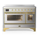 ILVE Majestic III 48-Inch Induction Range with 6 Induction Elements and Triple Glass Door Electric Oven in Stainless Steel with Brass Trim (UMIB48NR3SSG)