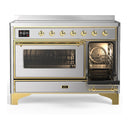 ILVE Majestic III 48-Inch Induction Range with 6 Induction Elements and Triple Glass Door Electric Oven in Stainless Steel with Brass Trim (UMIB48NR3SSG)