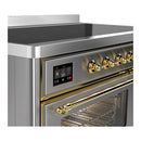 ILVE Majestic III 48-Inch Induction Range with 6 Induction Elements and Triple Glass Door Electric Oven in Stainless Steel with Brass Trim (UMIB48NR3SSG)