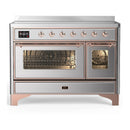 ILVE Majestic III 48-Inch Induction Range with 6 Induction Elements and Triple Glass Door Electric Oven in Stainless Steel with Copper Trim (UMIB48NR3SSP)