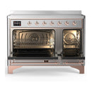 ILVE Majestic III 48-Inch Induction Range with 6 Induction Elements and Triple Glass Door Electric Oven in Stainless Steel with Copper Trim (UMIB48NR3SSP)