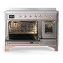 ILVE Majestic III 48-Inch Induction Range with 6 Induction Elements and Triple Glass Door Electric Oven in Stainless Steel with Copper Trim (UMIB48NR3SSP)