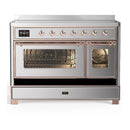 ILVE Majestic III 48-Inch Induction Range with 6 Induction Elements and Triple Glass Door Electric Oven in Stainless Steel with Copper Trim (UMIB48NR3SSP)