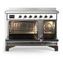 ILVE Majestic III 48-Inch Induction Range with 6 Induction Elements and Triple Glass Door Electric Oven in White with Burnished Trim (UMIB48NR3WHB)