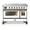 ILVE Majestic III 48-Inch Induction Range with 6 Induction Elements and Triple Glass Door Electric Oven in White with Burnished Trim (UMIB48NR3WHB)