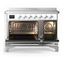 ILVE Majestic III 48-Inch Induction Range with 6 Induction Elements and Triple Glass Door Electric Oven in White with Chrome Trim (UMIB48NR3WHC)