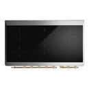 ILVE Majestic III 48-Inch Induction Range with 6 Induction Elements and Triple Glass Door Electric Oven in White with Brass Trim (UMIB48NR3WHG)